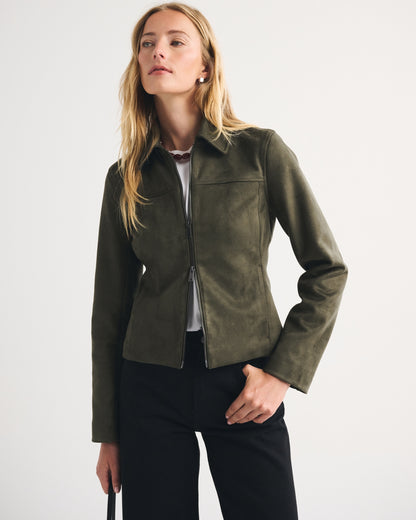 Abercrombie Slim Zip Vegan Suede Jacket