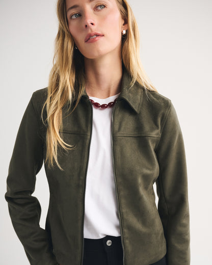 Abercrombie Slim Zip Vegan Suede Jacket