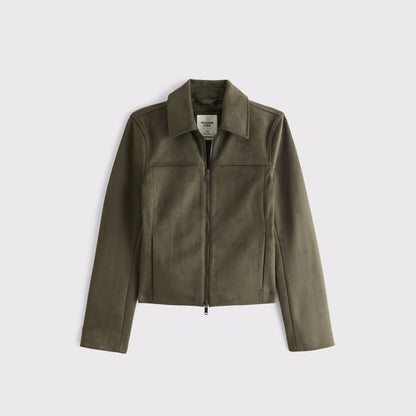 Abercrombie Slim Zip Vegan Suede Jacket