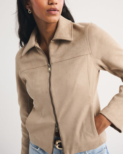 Abercrombie Slim Zip Vegan Suede Jacket