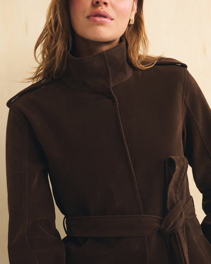 Abercrombie Vegan Suede Long Trench Coat