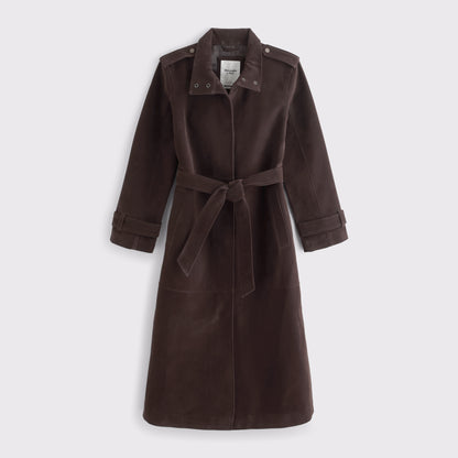 Abercrombie Vegan Suede Long Trench Coat