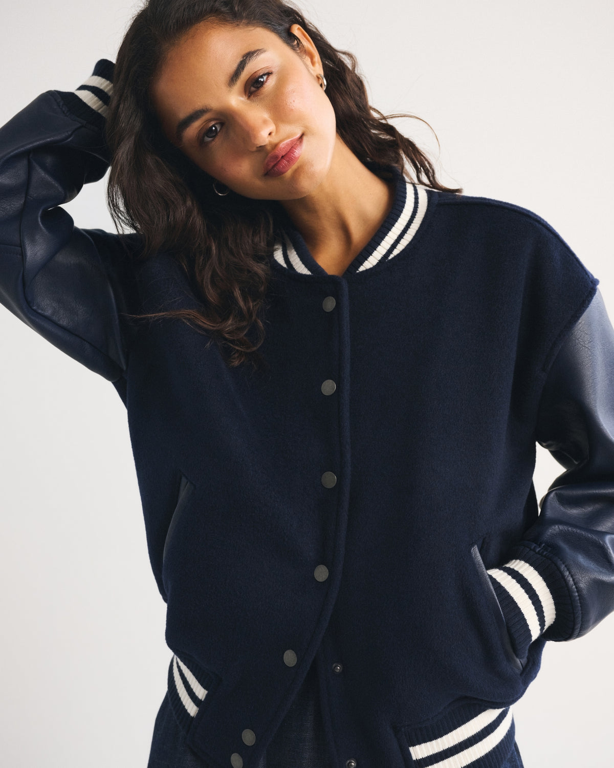 Abercrombie Wool-Blend Varsity Bomber Jacket
