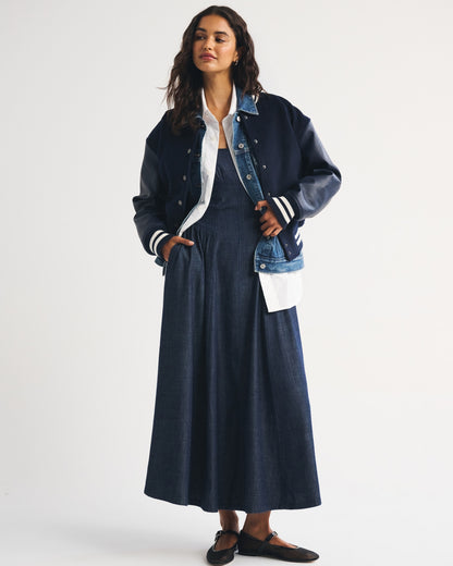 Abercrombie Wool-Blend Varsity Bomber Jacket