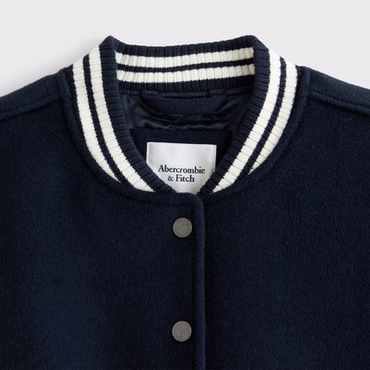 Abercrombie Wool-Blend Varsity Bomber Jacket