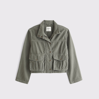 Abercrombie Mock Neck Denim Barn Jacket