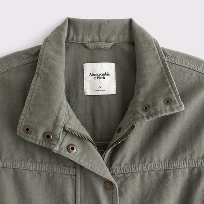 Abercrombie Mock Neck Denim Barn Jacket
