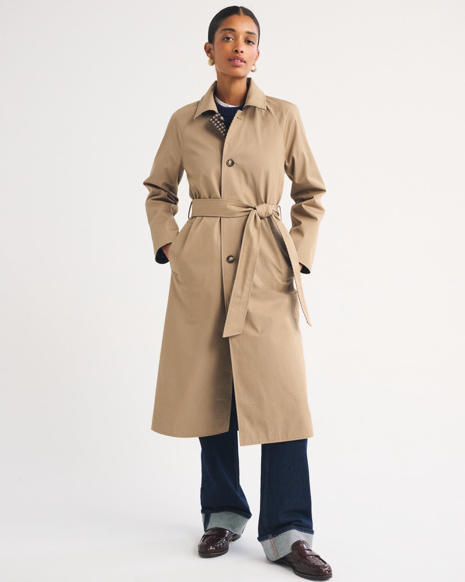 Abercrombie 100% Cotton 2-in-1 Reversible Long Mac Coat