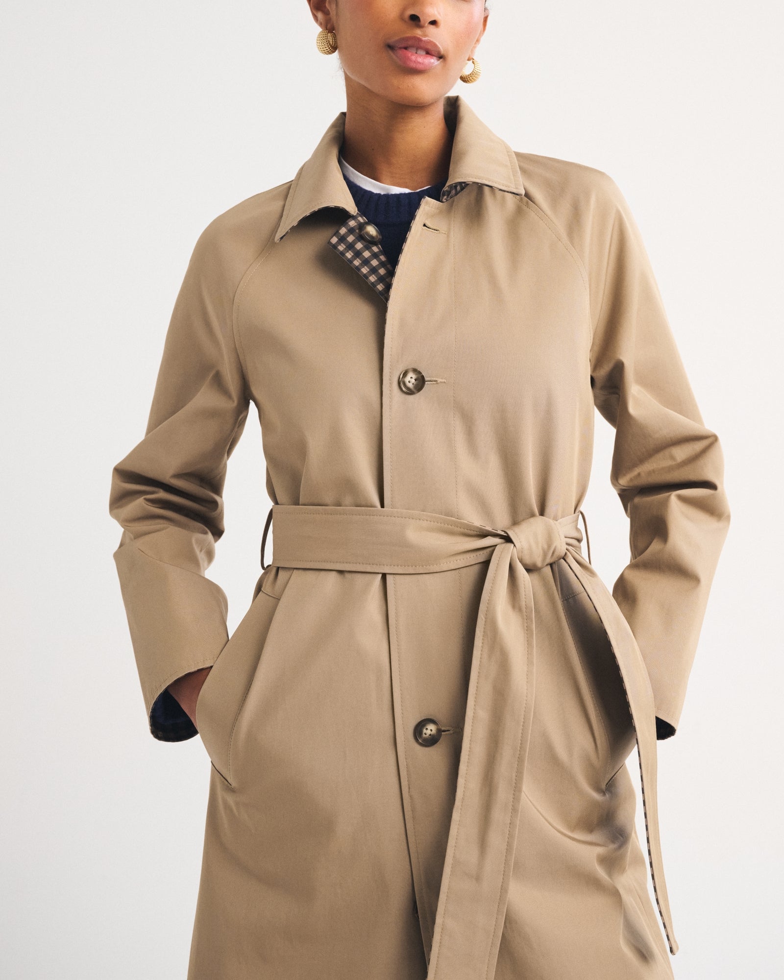 Abercrombie 100% Cotton 2-in-1 Reversible Long Mac Coat