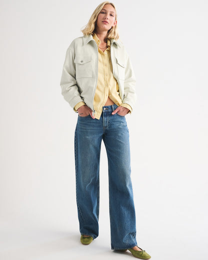 Abercrombie Vegan Suede Bomber Jacket