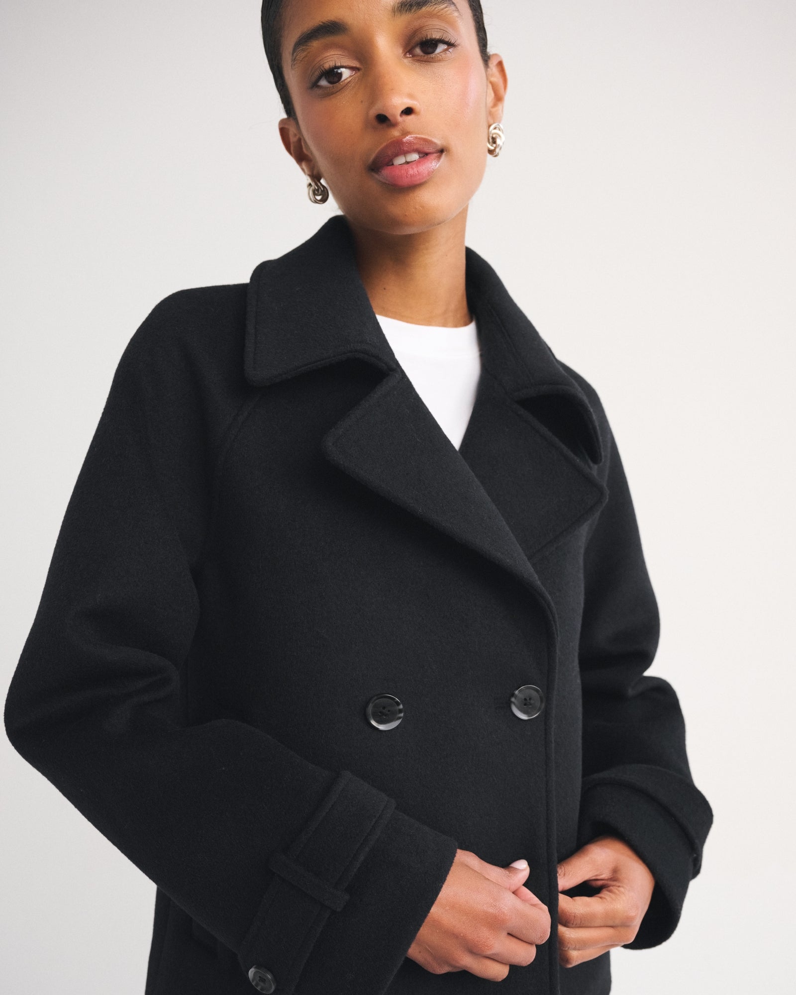Abercrombie A&F Carrie Short Wool-Blend Trench Coat