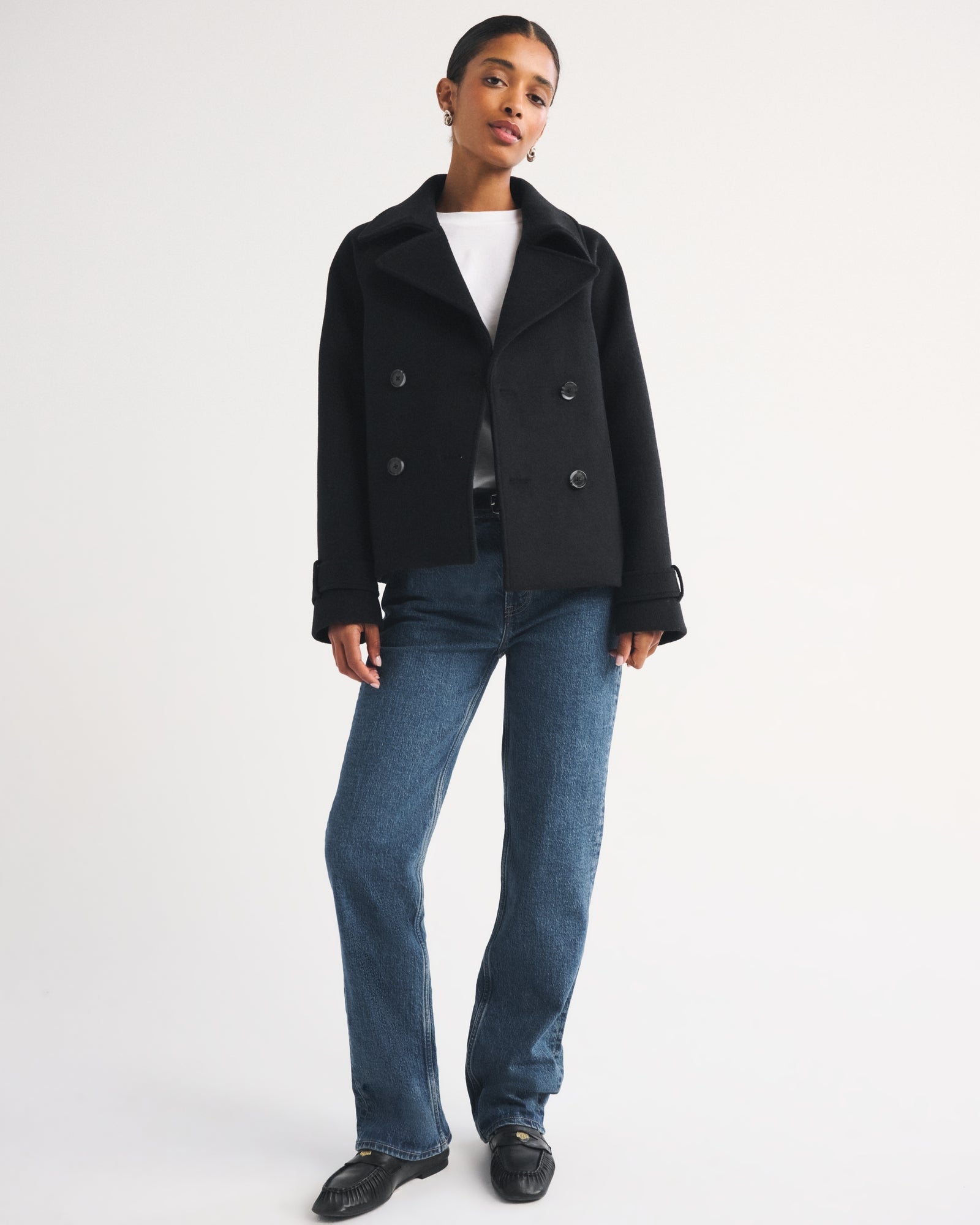 Abercrombie A&F Carrie Short Wool-Blend Trench Coat