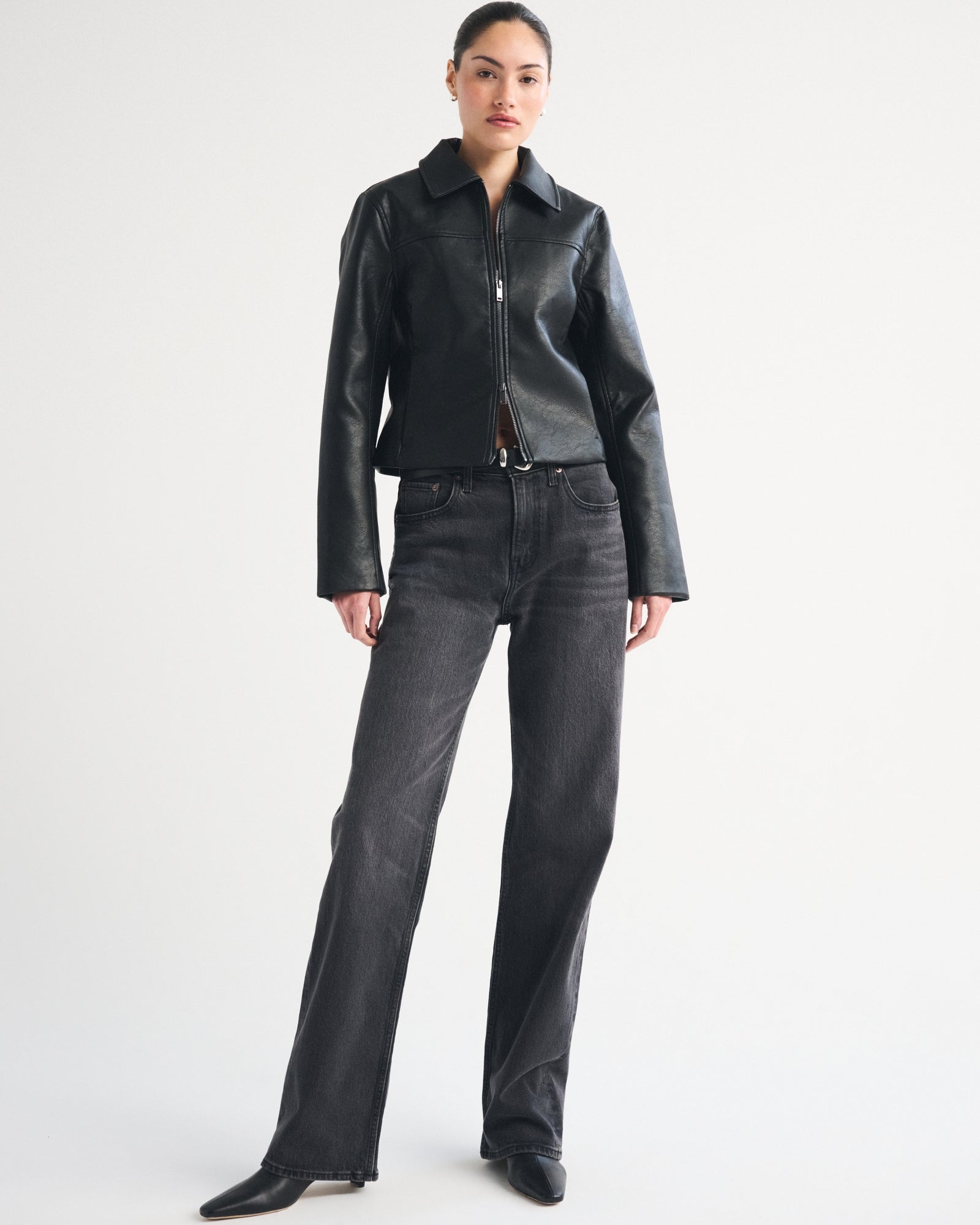 Abercrombie Slim Zip Vegan Leather Jacket
