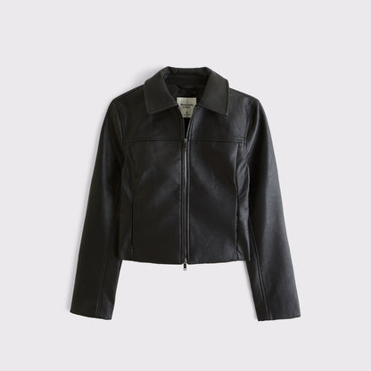 Abercrombie Slim Zip Vegan Leather Jacket