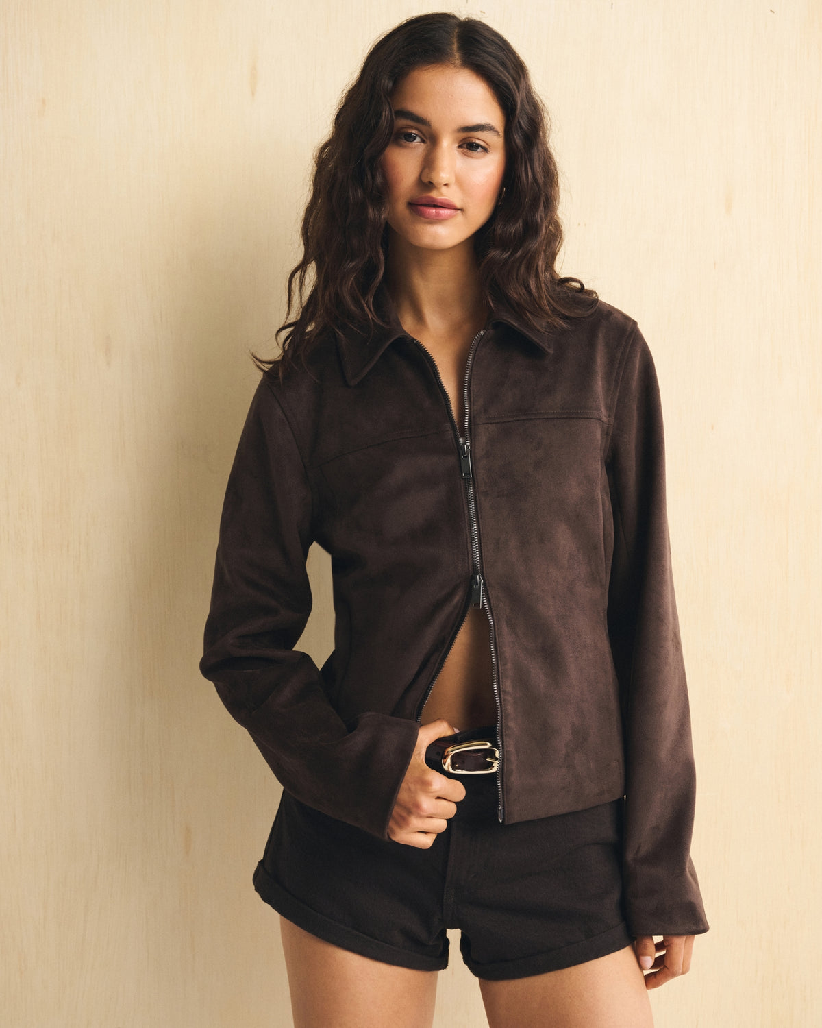 Abercrombie Slim Zip Vegan Suede Jacket