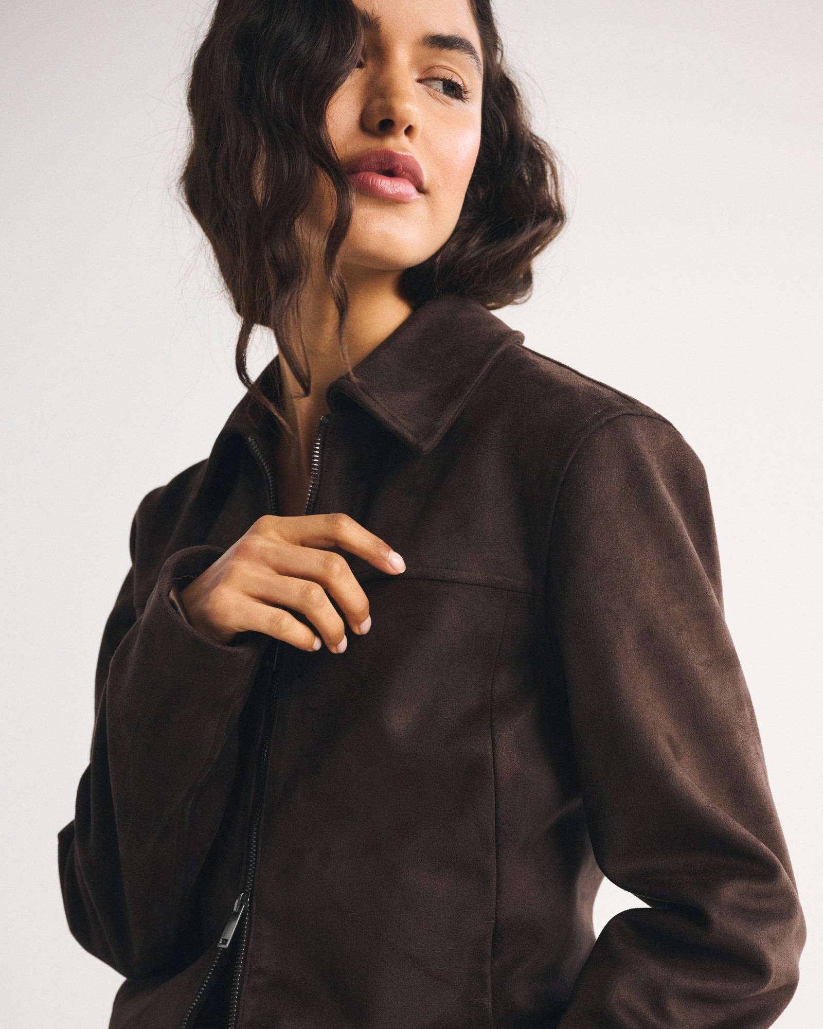 Abercrombie Slim Zip Vegan Suede Jacket