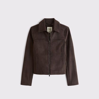 Abercrombie Slim Zip Vegan Suede Jacket
