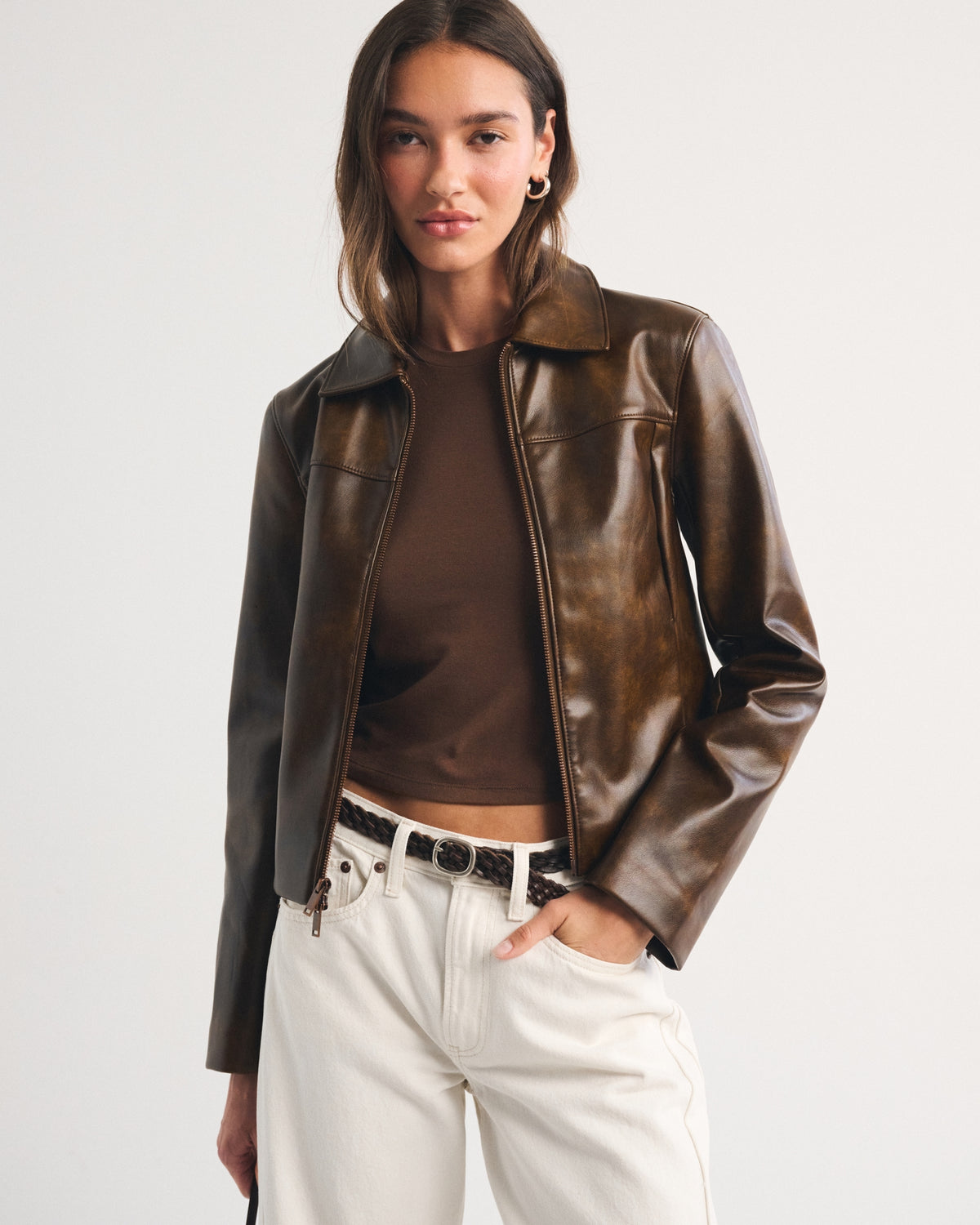 Abercrombie Slim Zip Vegan Leather Jacket