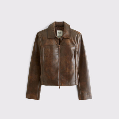 Abercrombie Slim Zip Vegan Leather Jacket