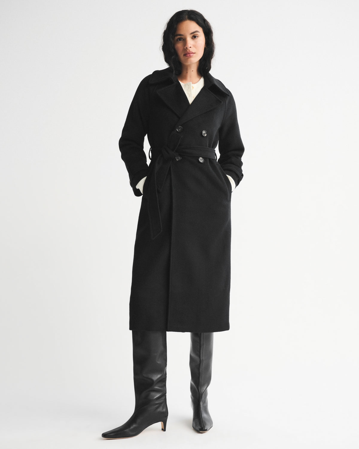 Abercrombie A&F Carrie Wool-Blend Trench Coat
