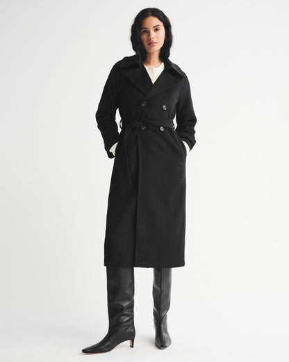 Abercrombie A&F Carrie Wool-Blend Trench Coat