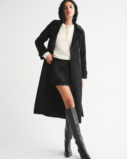 Abercrombie A&F Carrie Wool-Blend Trench Coat