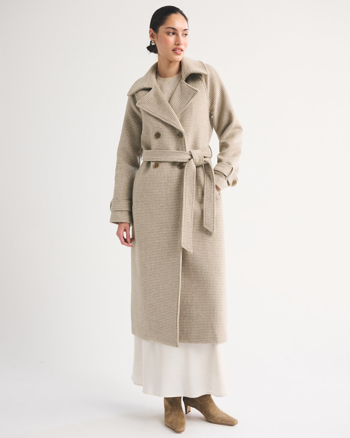 Abercrombie A&F Carrie Wool-Blend Trench Coat