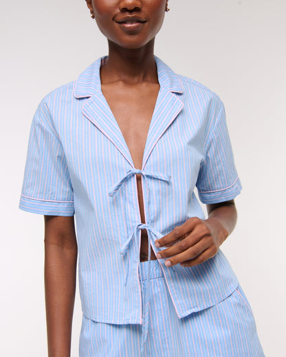 Abercrombie Short-Sleeve Tie-Front Sleep Shirt