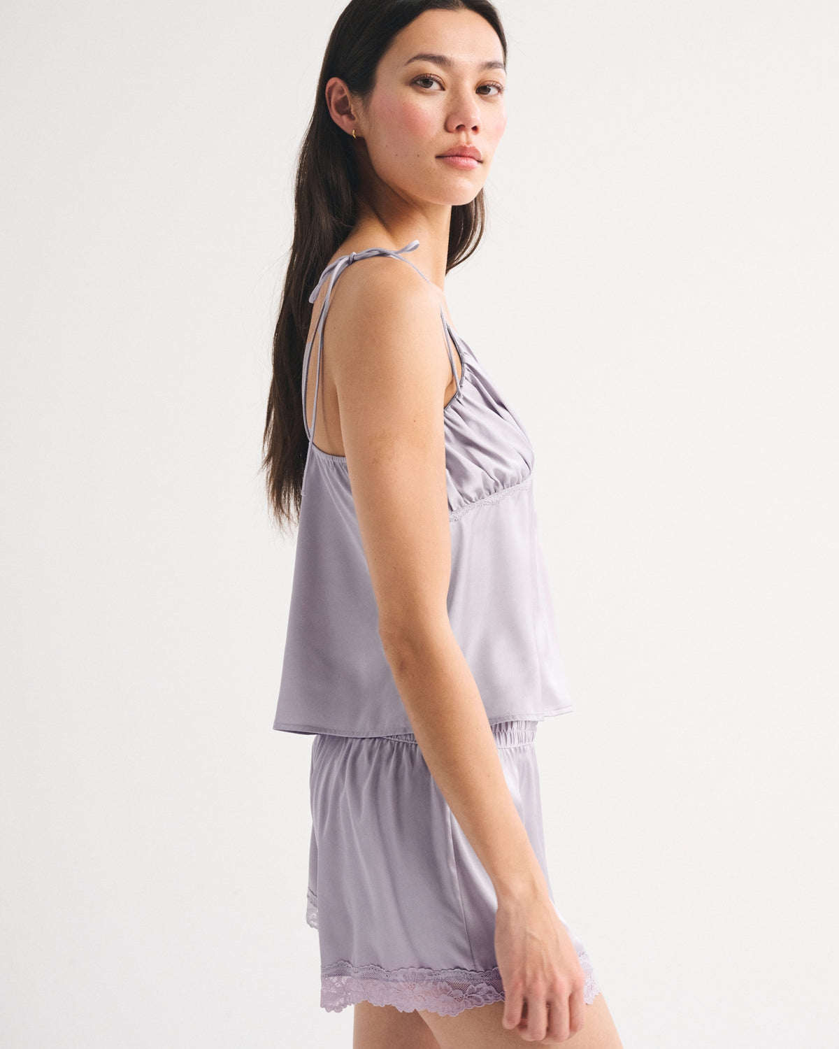 Abercrombie Lace-Trim Satin Sleep Short