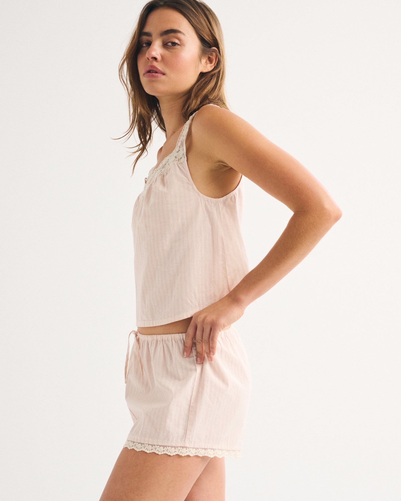 Abercrombie 100% Cotton Lace-Trim Sleep Short