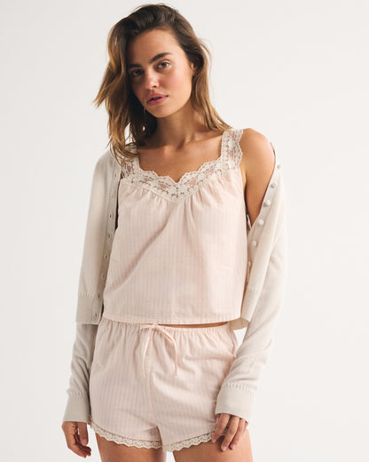 Abercrombie 100% Cotton Lace-Trim Sleep Cami
