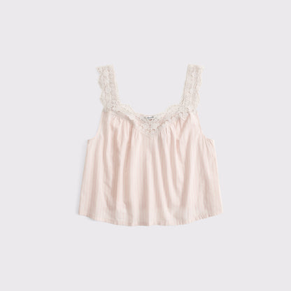 Abercrombie 100% Cotton Lace-Trim Sleep Cami