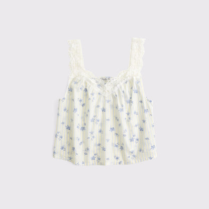 Abercrombie 100% Cotton Lace-Trim Sleep Cami