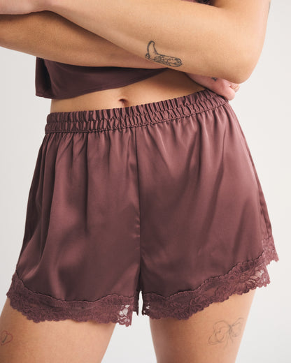 Abercrombie Lace-Trim Satin Sleep Short