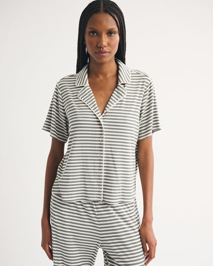 Abercrombie Modal-Blend Lounge Rib Button-Through Shirt