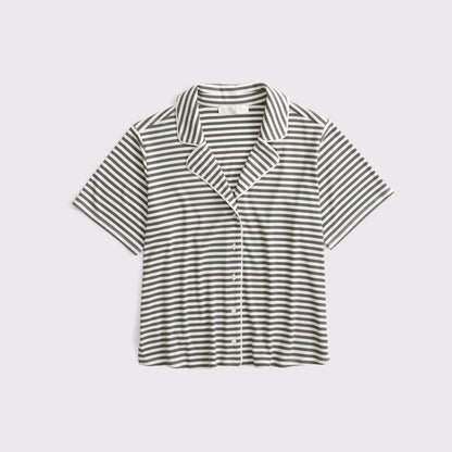 Abercrombie Modal-Blend Lounge Rib Button-Through Shirt