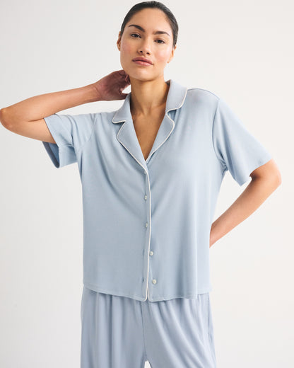 Abercrombie Modal-Blend Lounge Rib Button-Through Shirt