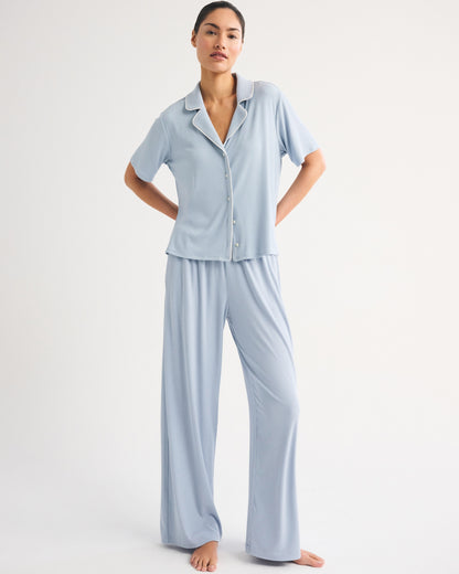 Abercrombie Modal-Blend Lounge Rib Button-Through Shirt