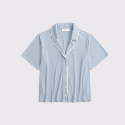Abercrombie Modal-Blend Lounge Rib Button-Through Shirt