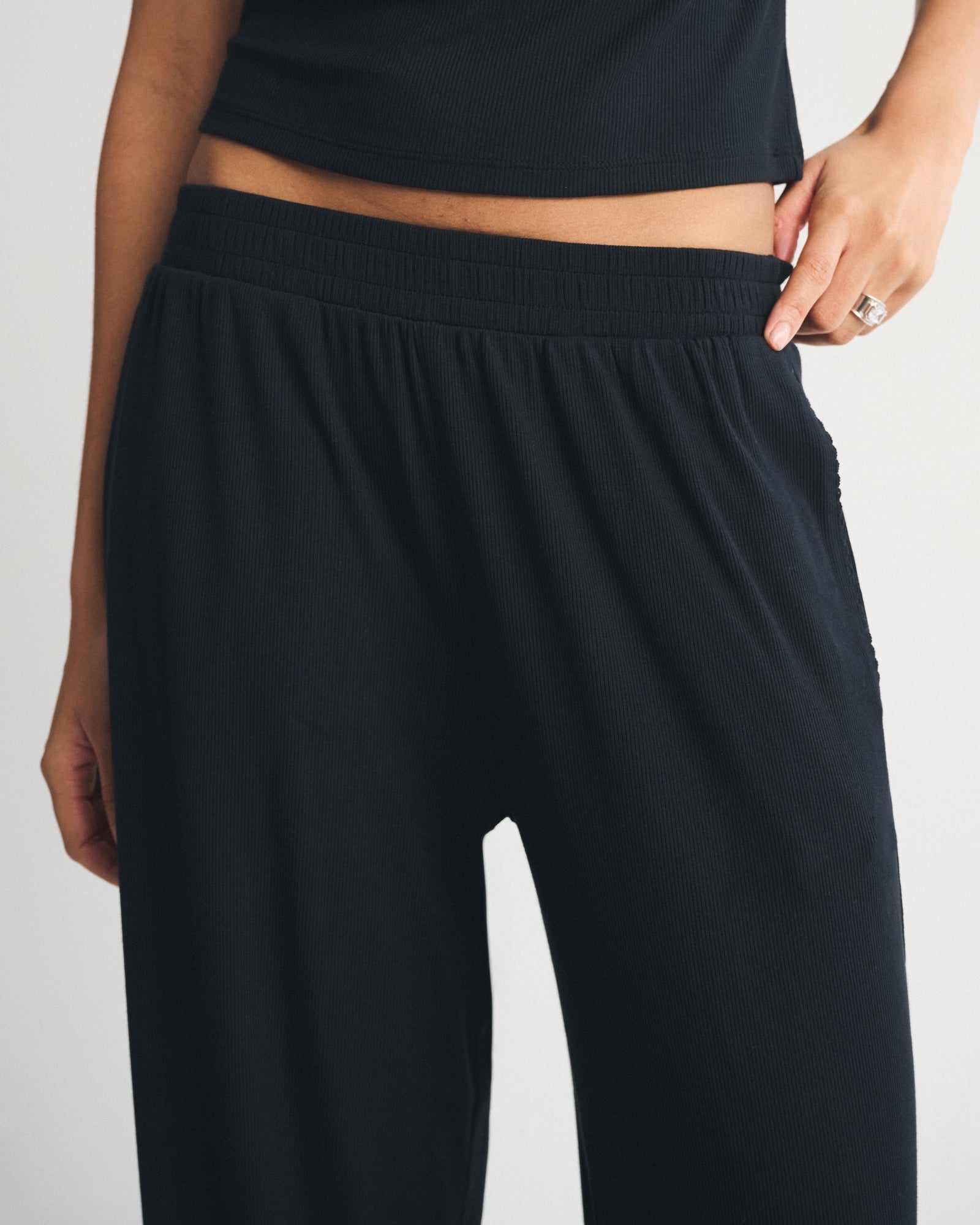 Abercrombie Lounge Ribbed Wide Leg Sweatpant