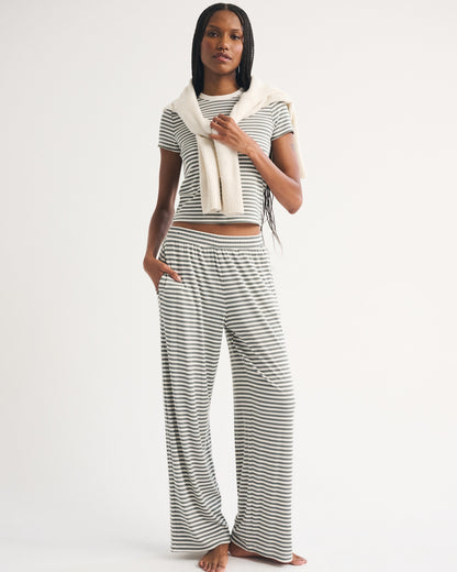 Abercrombie Lounge Ribbed Wide Leg Sweatpant