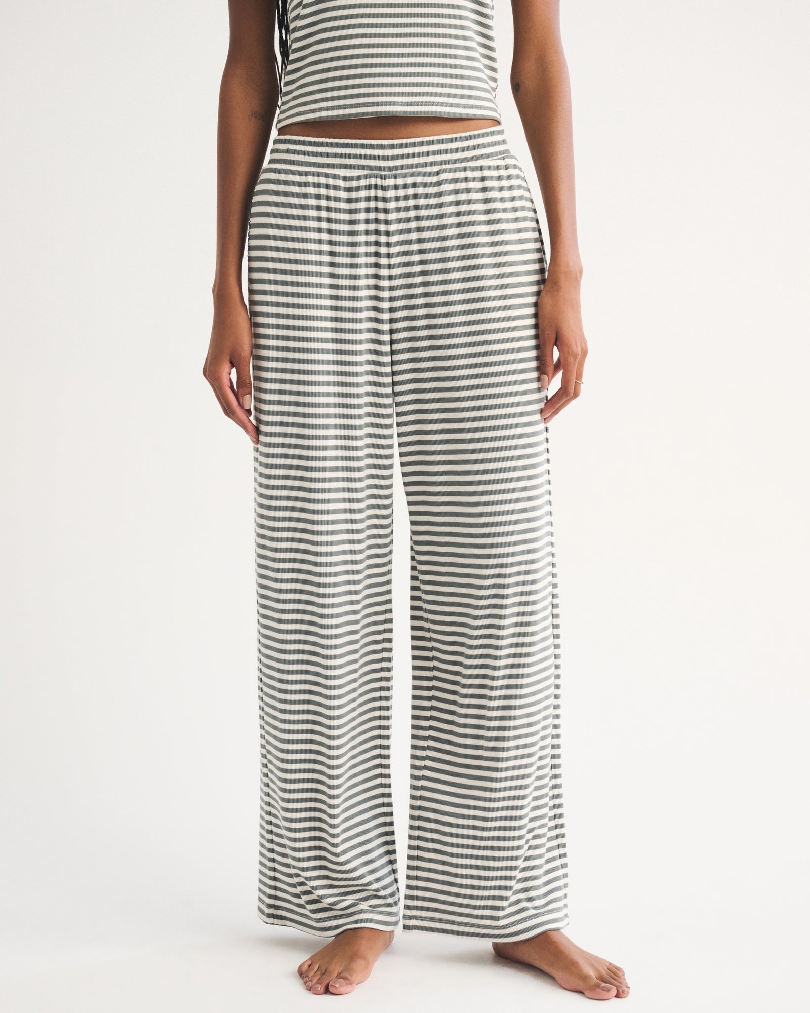 Abercrombie Lounge Ribbed Wide Leg Sweatpant