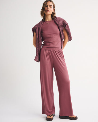 Abercrombie Lounge Ribbed Wide Leg Sweatpant