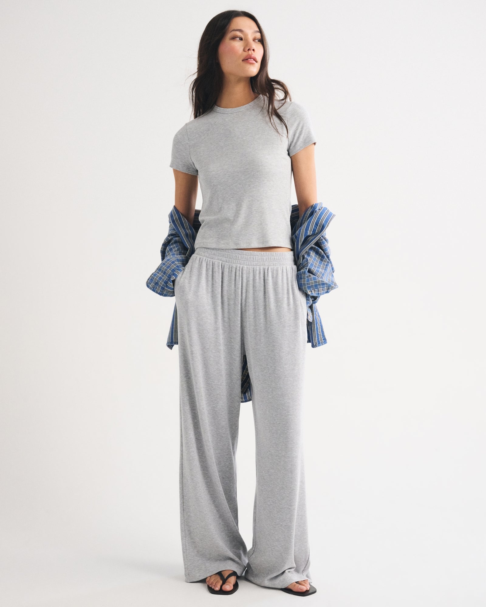 Abercrombie Lounge Ribbed Wide Leg Sweatpant
