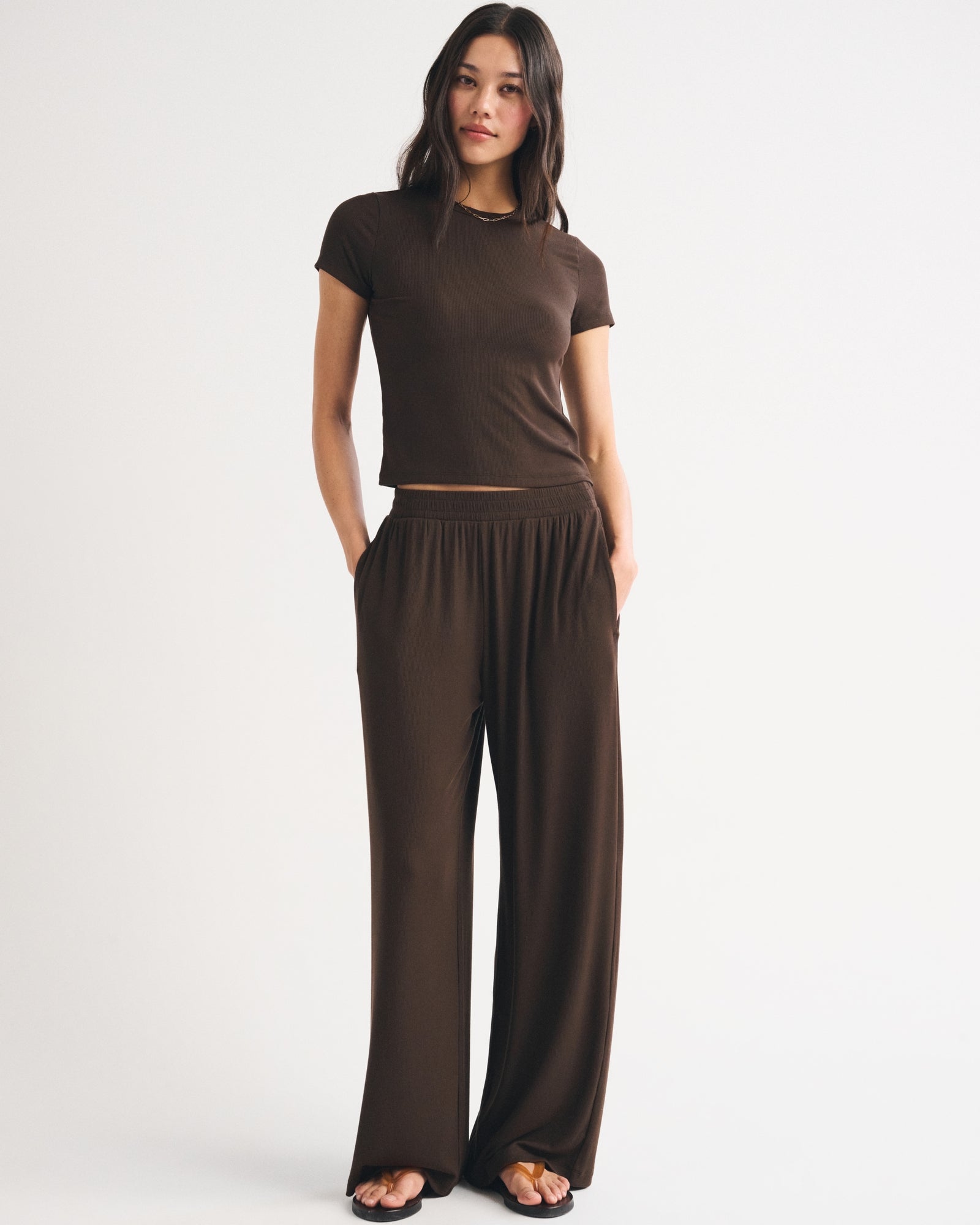 Abercrombie Lounge Ribbed Wide Leg Sweatpant