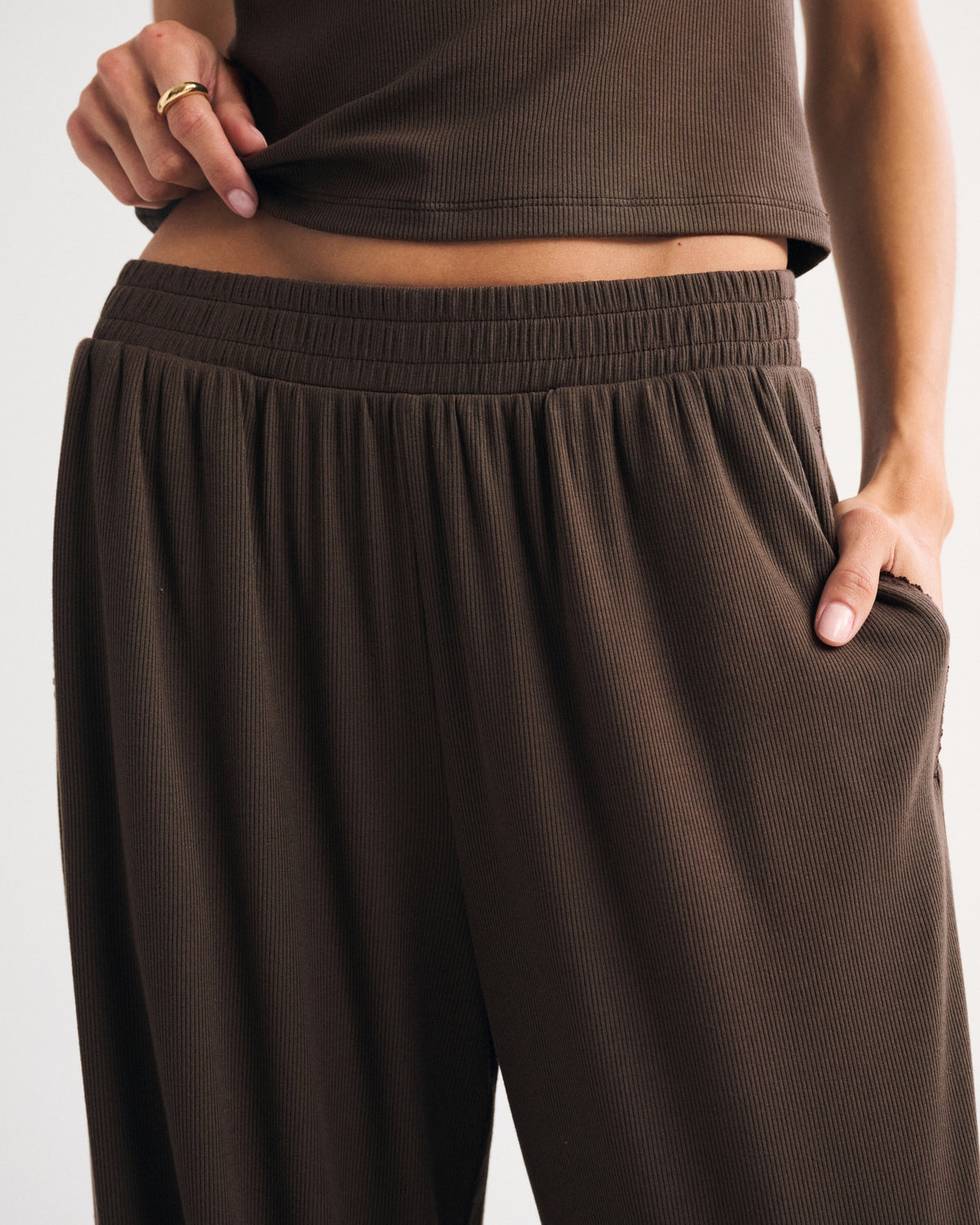 Abercrombie Lounge Ribbed Wide Leg Sweatpant