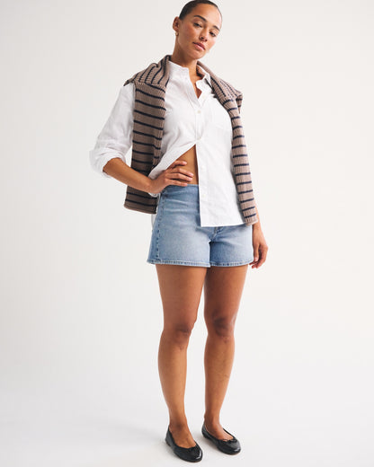 Abercrombie Curve Love Clean Waist Mid Rise A-Line Short