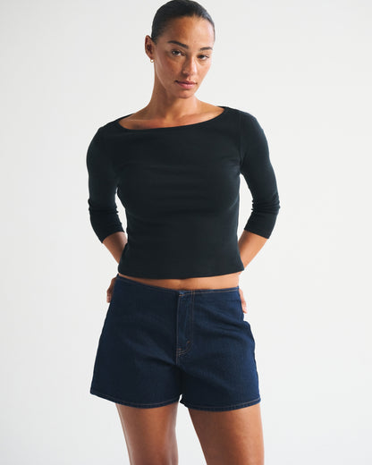Abercrombie Curve Love Clean Waist Mid Rise A-Line Short