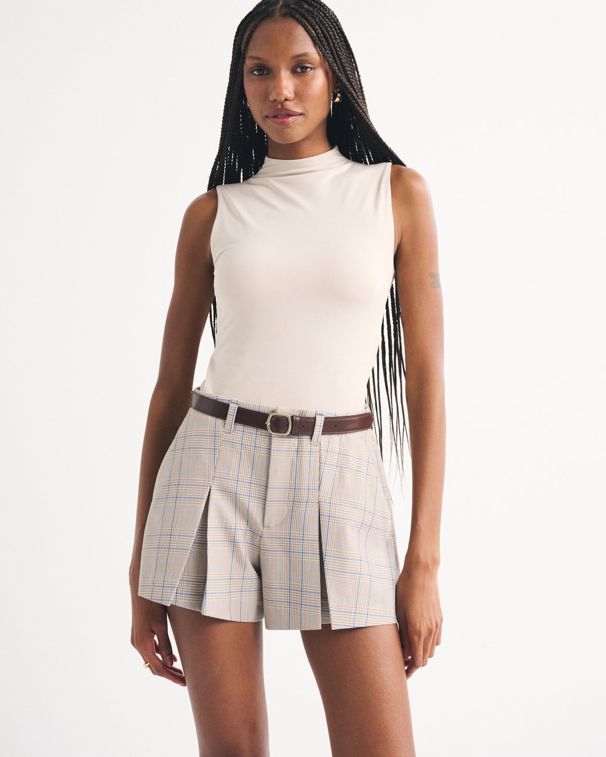 Abercrombie High Rise Pleated Short