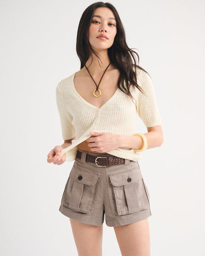 Abercrombie High Rise Belted Cargo Short